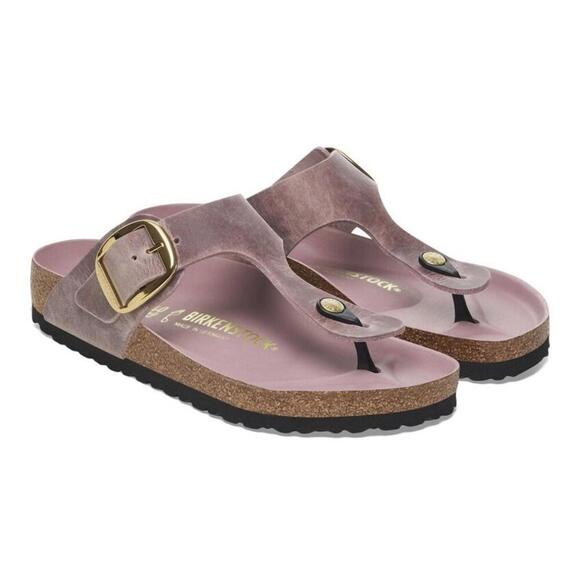 Birkenstock Shoes Gizeh Big Buckle Lavender Oiled Leather Sandals - Picture 1 of 5
